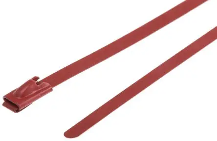 Produktfoto 1 von RS PRO Edelstahl mit Polyesterbeschichtung Kabelbinder Kugelverschluss Rot 4.6mm x 360 mm