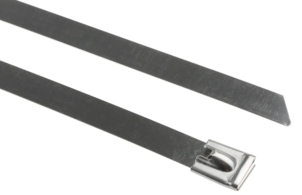 Produktfoto 1 von RS PRO Edelstahl 316 Kabelbinder Kugelverschluss Metallisch 12 mm x 760 mm