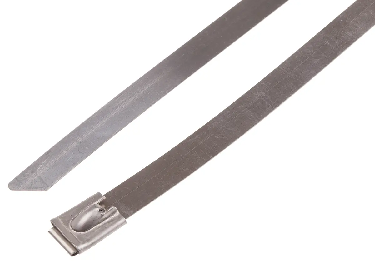 Produktfoto 1 von RS PRO Edelstahl 316 Kabelbinder Kugelverschluss Metallisch 12 mm x 920 mm