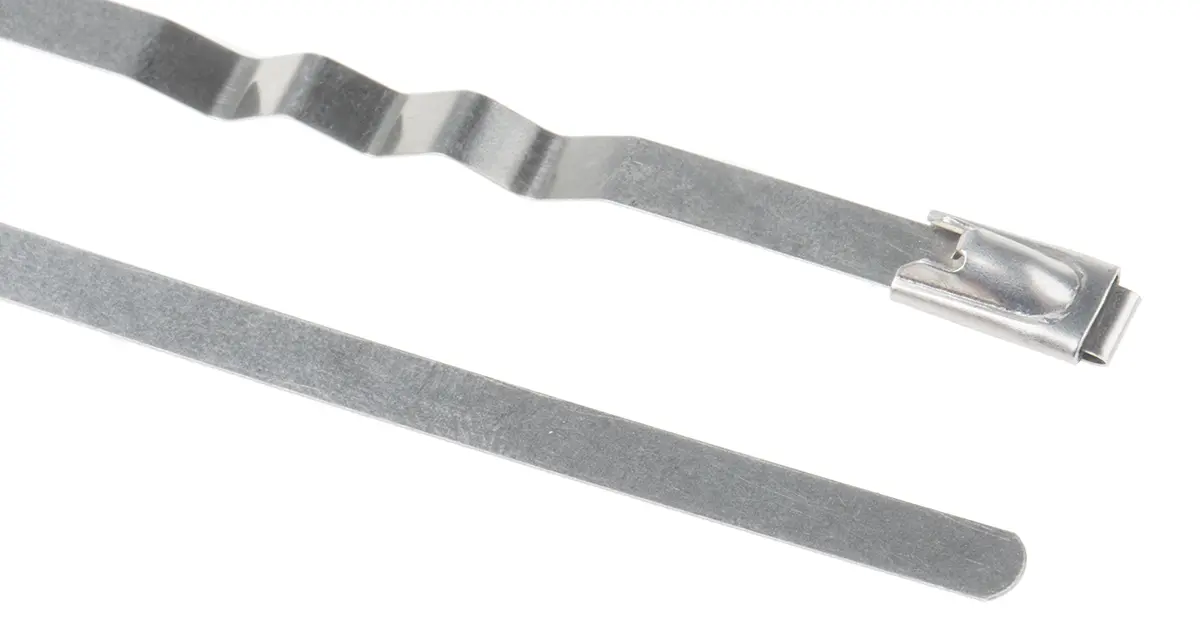 Produktfoto 1 von RS PRO Edelstahl 316 Kabelbinder Zig Zag Metallisch 4.6 mm x 150 mm
