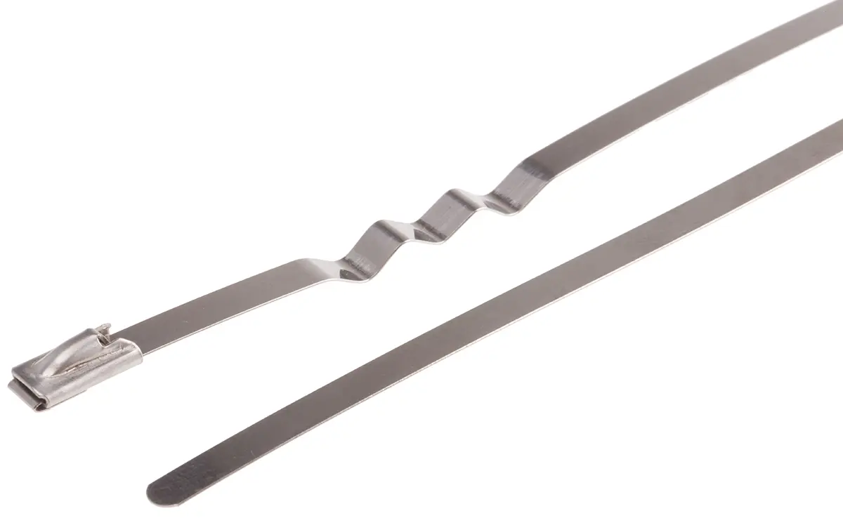 Produktfoto 1 von RS PRO Edelstahl 316 Kabelbinder Zig Zag Metallisch 4.6 mm x 100 mm