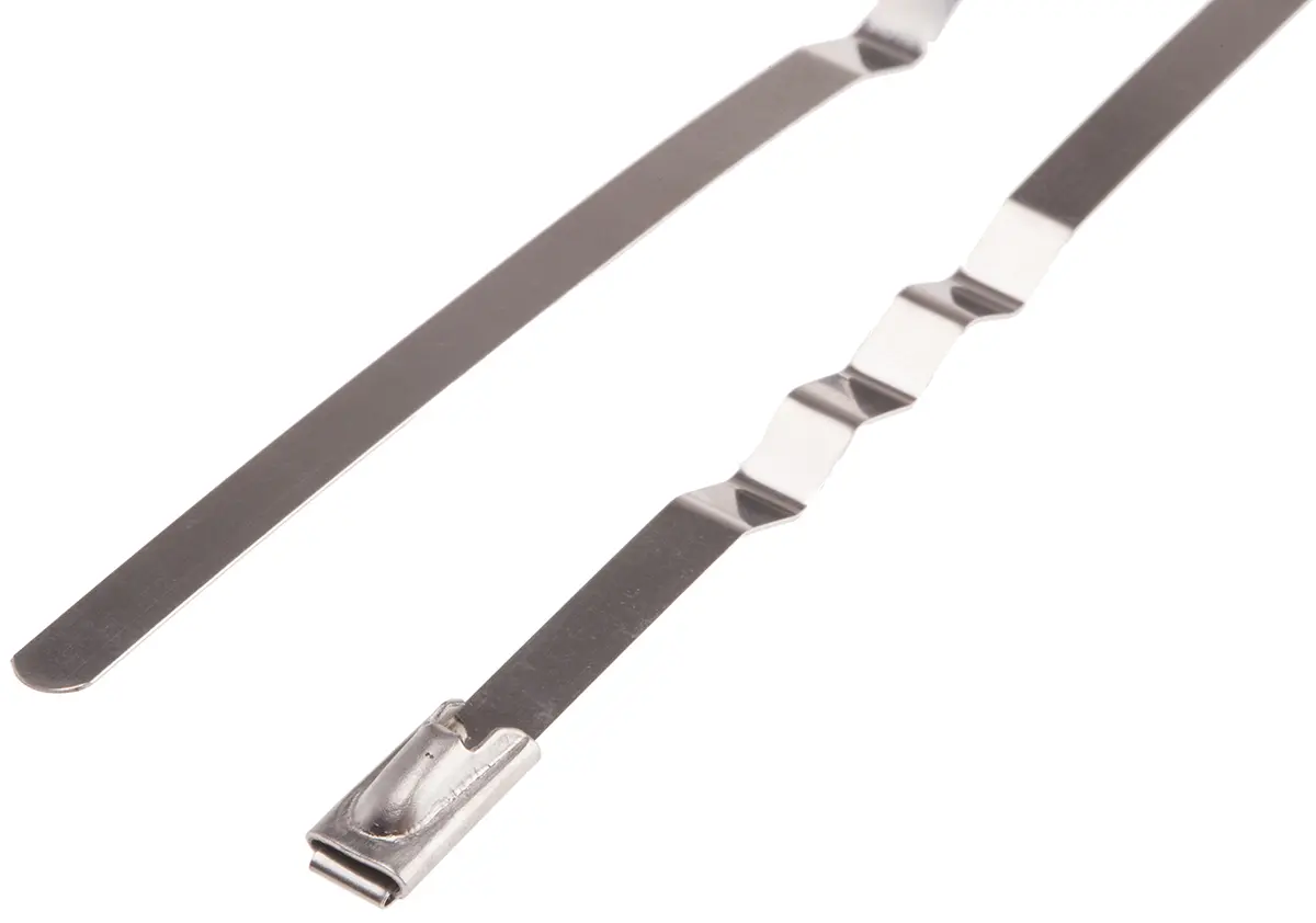 Produktfoto 1 von RS PRO Edelstahl 316 Kabelbinder Zig Zag Metallisch 4.6 mm x 125 mm
