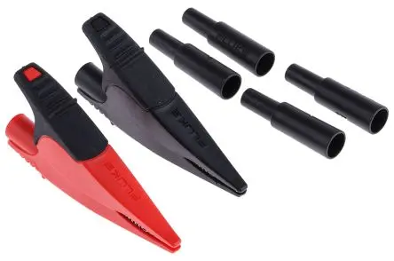 Produktfoto 1 von Fluke Vernickelte 20 mm Krokodilklemme, Schwarz, Rot, 10A Gummi Isoliert