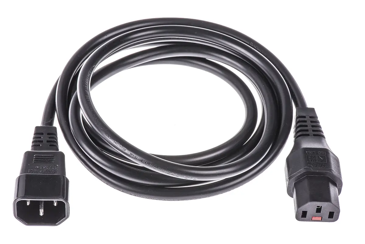 Produktfoto 1 von Schaffner Netzkabel, A IEC C13, B IEC C14, 2 m Schwarz, 250 V