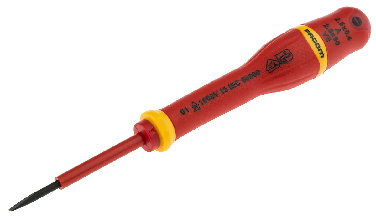 Produktfoto 1 von Facom VDE 1000V zugelassen Isoliert, Kohlenstoffstahl, 153 mm / Klinge 50 mm