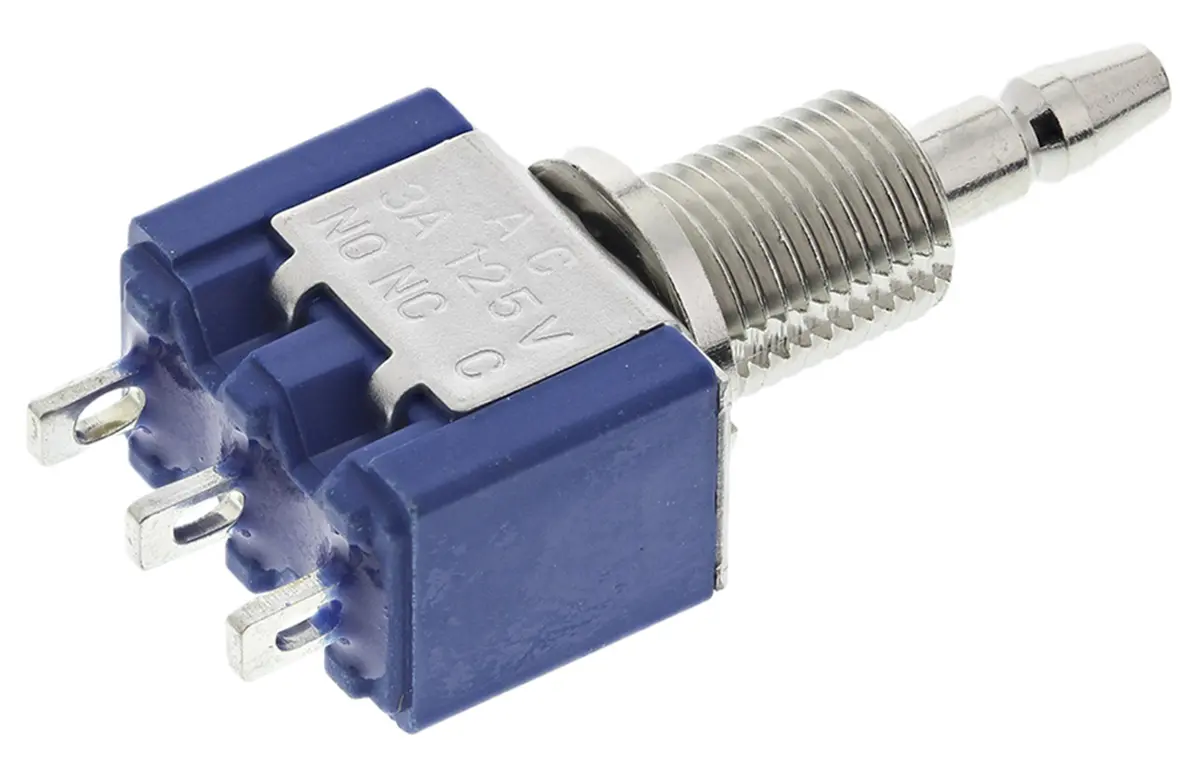 Produktfoto 1 von TE Connectivity ALCOSWITCH Blue Miniaturdruckschalter Tastend Panel Ø 5.9 mm, 1-poliger Umschalter / 3A 30 V dc 125 V ac