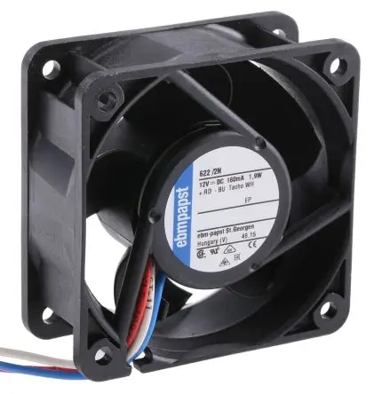 Produktfoto 1 von ebm-papst 620 Axiallüfter, Kugel, 12V dc / 2.1 W 1.05 A, 6100 U/min, 40 m³/h IP20 60 mm 60mm 25 mm