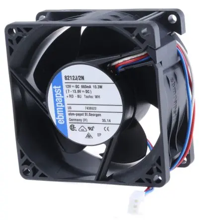 Produktfoto 1 von ebm-papst 8200 J Axiallüfter, Kugel, 12V dc / 10 W 833 mA, 8400 U/min, 132 m³/h IP20 80 mm 80mm 38 mm