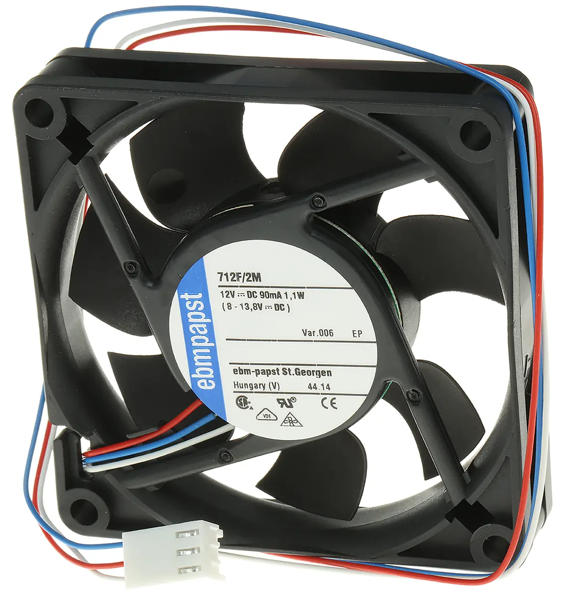 Produktfoto 1 von ebm-papst 700 F Axiallüfter, Hülse, 12V dc / 1.1 W 91 mA, 5300 U/min, 36 m³/h 70 mm 70mm 15 mm