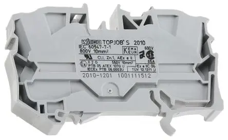 Produktfoto 1 von WAGO Anschlussklemmenblock für Durchkontaktierung 1 Grau, 10mm², 600V Zugfederklemme IECEx/ATEX