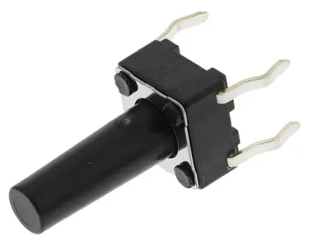 Alps Alpine Taster SPST Bolzen, Lot 50mA Tastend 13 mm Schwarz Durchsteckmontage B. 6mm L. 6 mm