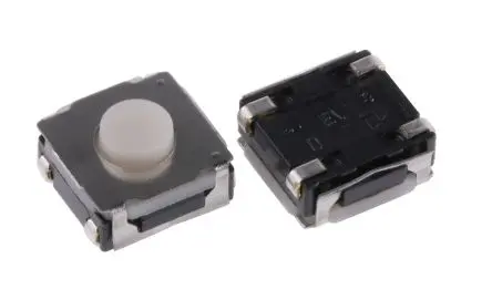 Produktfoto 1 von Alps Alpine Taster SPST Bolzen, SMD 50mA Tastend 3.4 mm Weiß Oberfläche B. 6.2mm L. 6.2 mm
