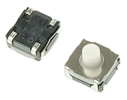 Produktfoto 1 von Alps Alpine Taster SPST Bolzen, SMD 50mA Tastend 5.1 mm Weiß Oberfläche B. 6.2mm L. 6.2 mm