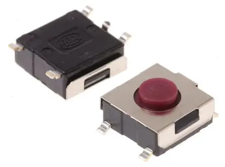 Produktfoto 1 von Alps Alpine Taster SPST Bolzen, SMD 50mA Tastend 3.1 mm Rot Oberfläche B. 6.2mm L. 6.5 mm