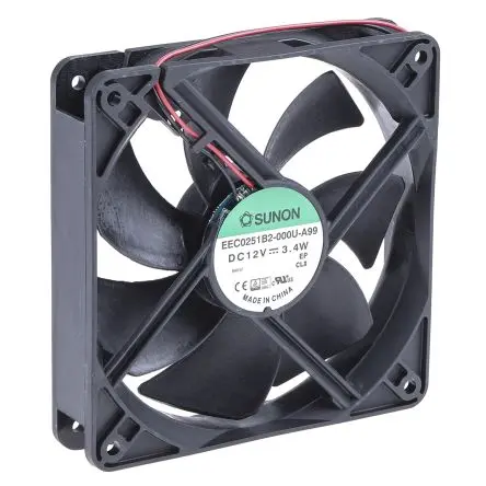 Produktfoto 1 von Sunon EE Axiallüfter, Kugel, 12V dc / 3.4 W 279 mA, 2700 U/min, 158 m³/h 120 mm 120mm 25 mm
