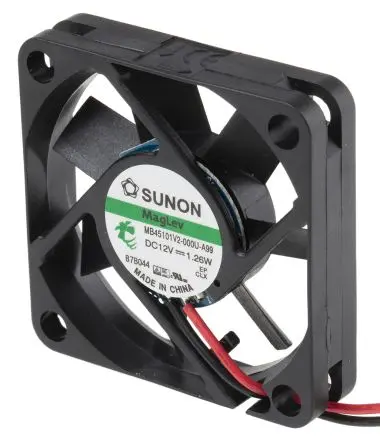Produktfoto 1 von Sunon MB Axiallüfter, Vapo, 12V dc / 1.26 W 105 mA, 5000 U/min, 15.6 m³/h 45 mm 45mm 10 mm