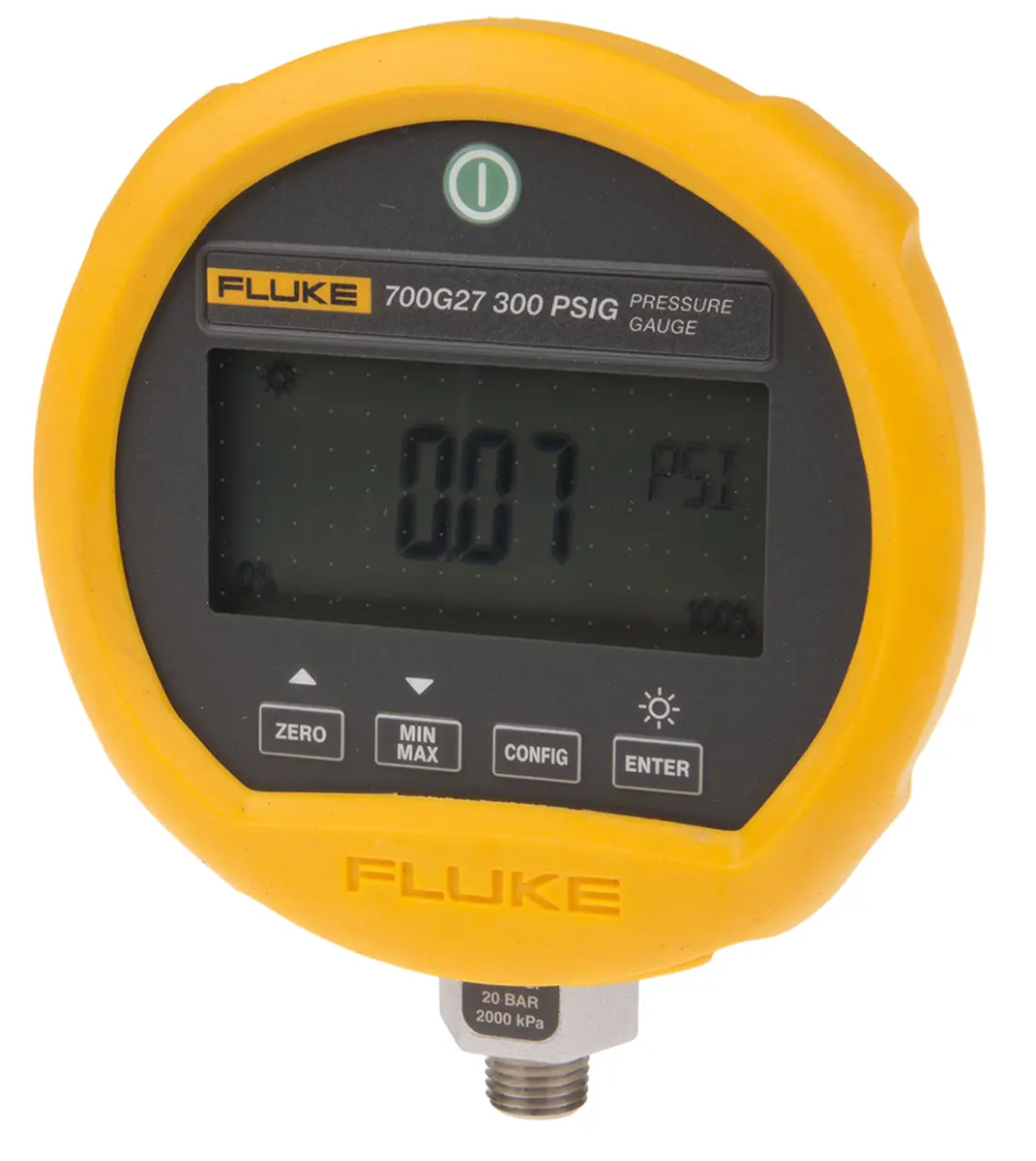 Produktfoto 1 von Fluke Druckmessgerät Prozessanschluss unten Digital -0.83bar → 20bar ±0.05%, Ø 114mm Guss ZnAl Gehäuse G1/4