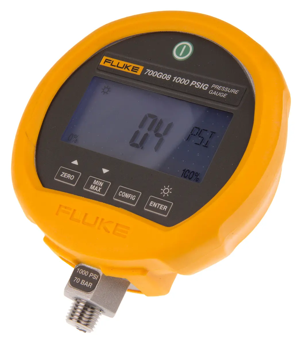Produktfoto 1 von Fluke Druckmessgerät Prozessanschluss unten Digital -0.97bar → 69bar ±0.05%, Ø 114mm Guss ZnAl Gehäuse G1/4