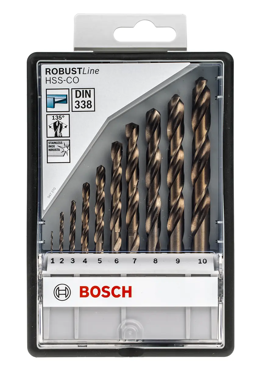 Produktfoto 1 von Bosch HSS-Co Drehung Satz 1 mm → 10 mm, 10-teilig für Metall