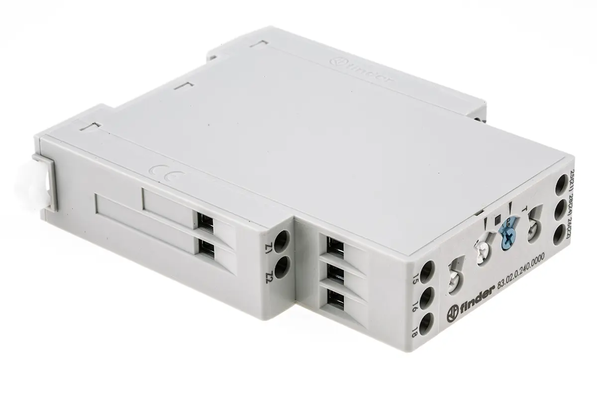 Produktfoto 1 von Finder 83 Zeitrelais, DIN-Hutschiene 24 V dc 24V ac, 240 V ac, 2 Kont. Multifunktion, 2-poliger Umschalter
