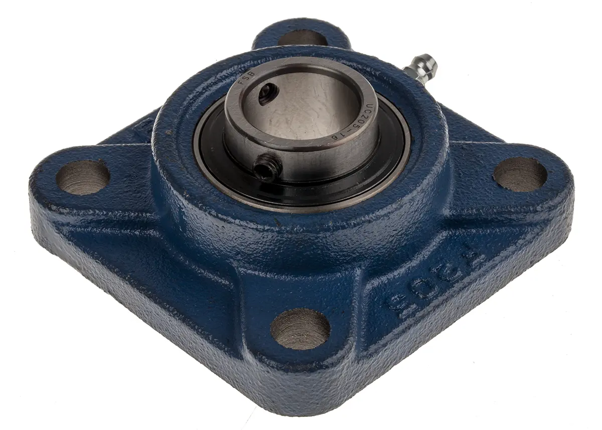 Produktfoto 1 von RS PRO 4-Loch Flansch Lagereinheit aus Gusseisen, Innen-Ø 25.4 mm, 21 mm x 21 mm
