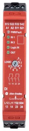 Produktfoto 1 von Allen Bradley Sicherheitsrelais 24V dc, 2 Sicherheitskontakte, 1 Hilfsschalter IEC/EN SIL IEC 61508