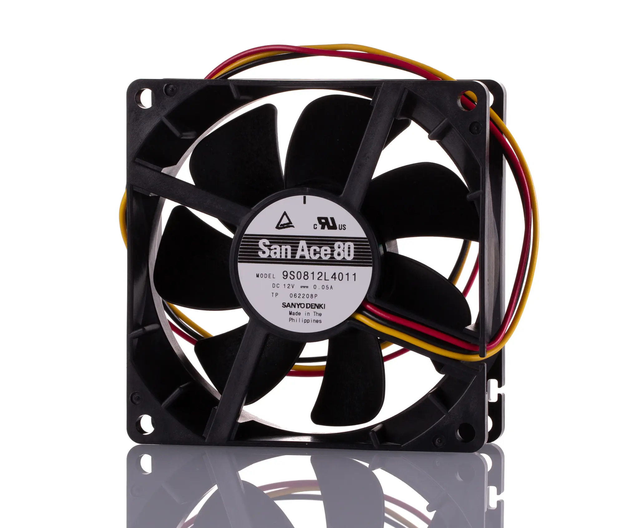Produktfoto 1 von Sanyo Denki San Ace 9S DC-Axiallüfter, Kugellager, 12 V dc / 600mW, 80 x 80 x 25mm, 2000U/min, 39.6m³/h