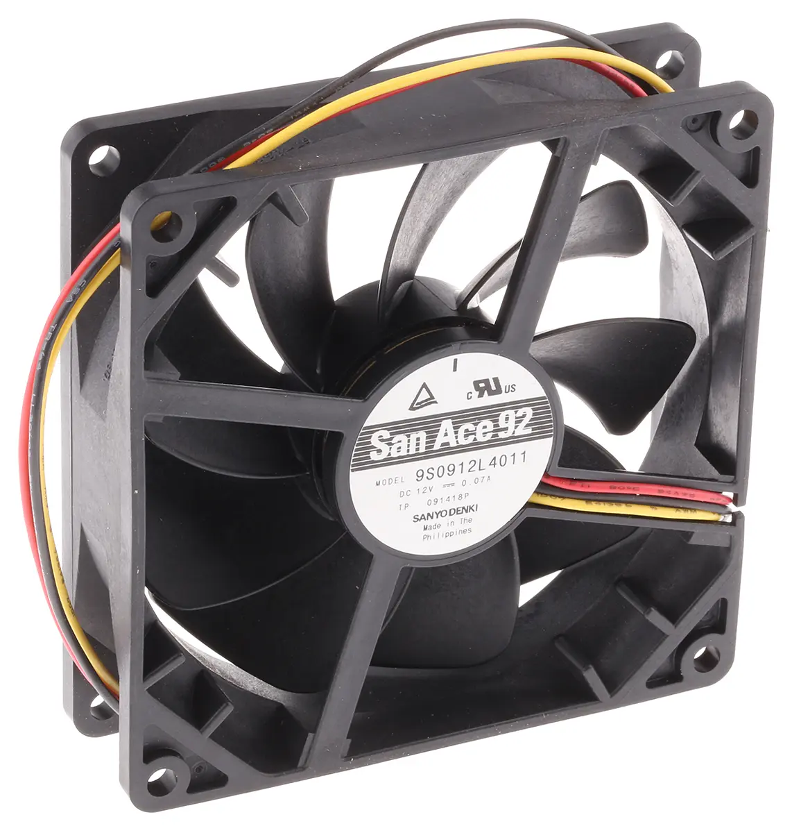Produktfoto 1 von Sanyo Denki San Ace 9S DC-Axiallüfter, Kugellager, 12 V dc / 840mW, 92 x 92 x 25mm, 1750U/min, 49.8m³/h