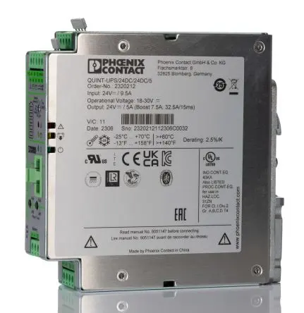 Produktfoto 1 von Phoenix Contact 24V dc QUINT-UPS DIN-Hutschiene Unterbrechungsfreie Stromversorgung 120 W, 24V dc QUINT-UPS 24V