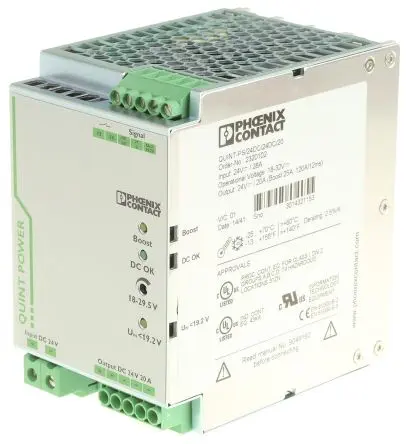 Produktfoto 1 von Phoenix Contact QUINT-PS/24DC/24DC/20 DC/DC Konverter, 24V dc OUT 20 A DIN-Hutschiene 32V dc 480 W 70 °C 70 °C