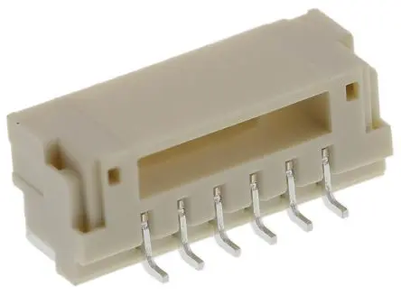 Produktfoto 1 von JST GH Leiterplattenleiste gewinkelt, 6-polig / 1-reihig, Raster 1.25 mm Raster Oberfläche, Kabel-Platine, Ummantelt