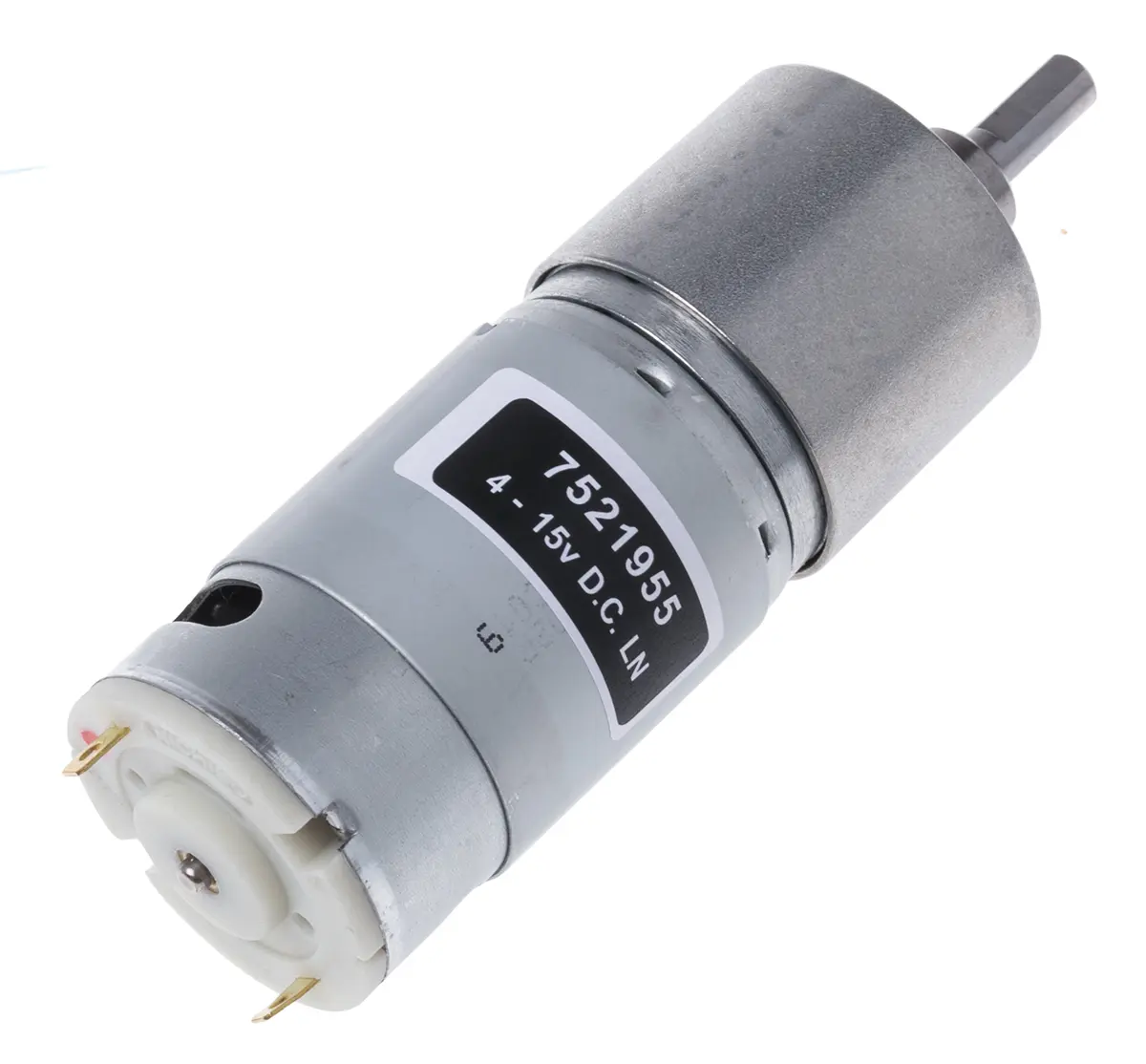 Produktfoto 1 von RS PRO 919D M. Getriebe Gleichstrommotor 3000:1, 4.5/15 V dc / 12.8 W, 2 rpm, Wellen-Ø 6 mm, 37 mm x 89.1 mm x 15 mm