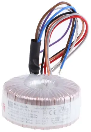 Produktfoto 1 von Block Ringkerntransformator, Primär 230 V ac / Sekundär 2 x 24 V ac 2 Ausg. 120 VA 1.4 kg 60 Hz 50 Hz
