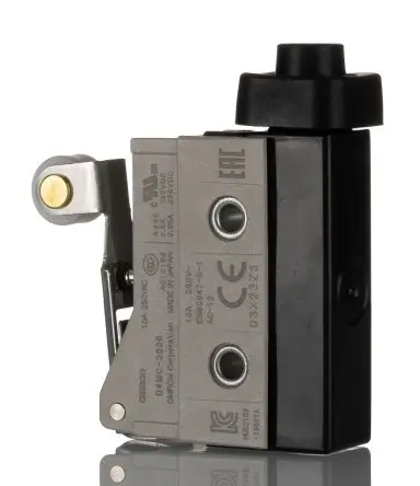Produktfoto 1 von Omron D4MC Endschalter, Kurzer Rollenhebelbetätiger 1 Schließer/1 Öffner, IP67, Metall 480V ac 10A