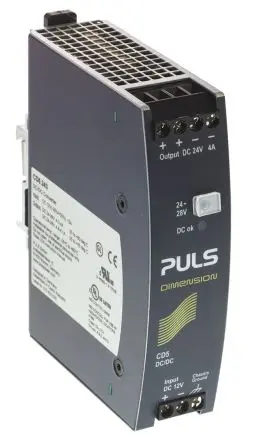 Produktfoto 1 von PULS DIMENSION-CD DC/DC Konverter, 24V dc OUT 4 A DIN-Hutschiene 16.2V dc 1.5 kV dc 96 W 70 °C 70 °C