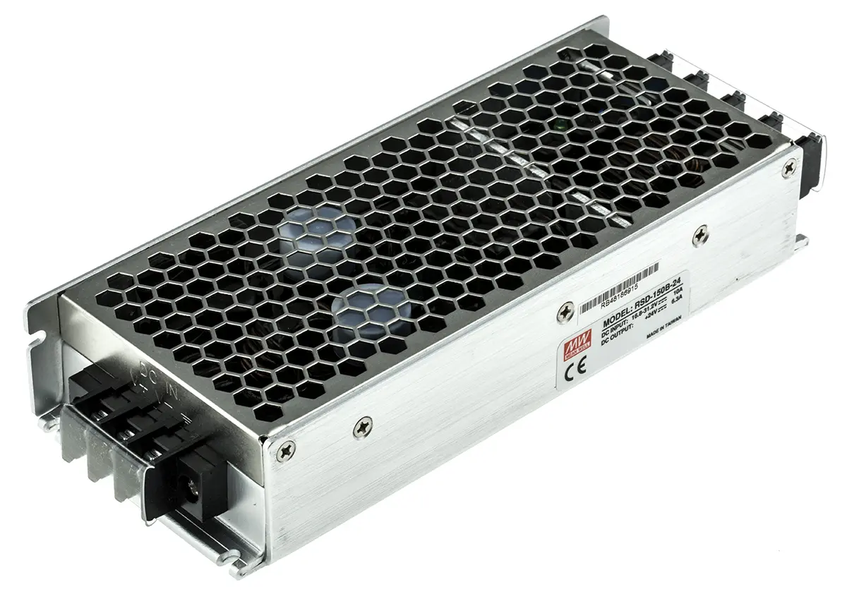 Produktfoto 1 von MEAN WELL RSD 150 DC/DC Konverter, 24V dc OUT 6.3 A Fahrgestell 24V dc 4 kV dc -40 °C 70 °C
