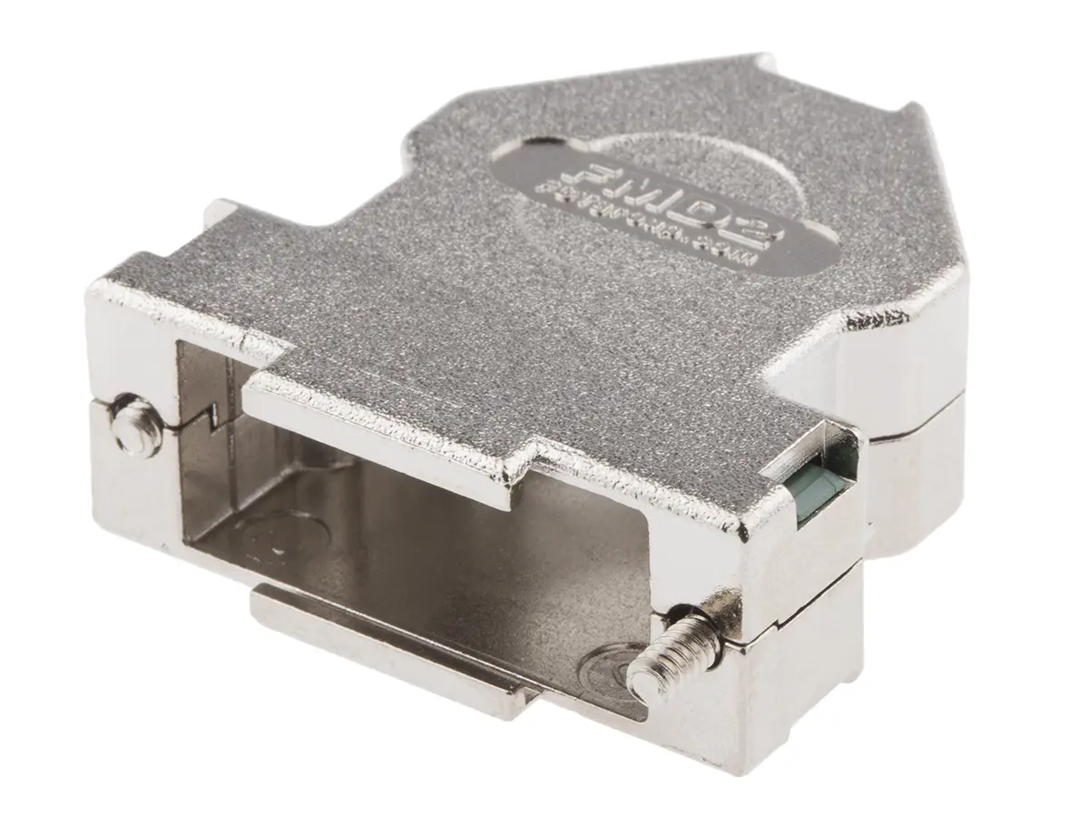 Produktfoto 1 von FCT from Molex FMD D-Sub-Gehäuse Abgewinkelt, 15-polig, D: D-Sub-Gehäuse Zugentlastung, Silber, Größe A, aus