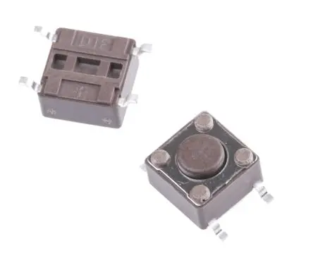 Produktfoto 1 von APEM Taster SPST Bolzen, Lötanschluss 50mA Tastend 4.3 mm Braun Oberfläche B. 6mm L. 6 mm