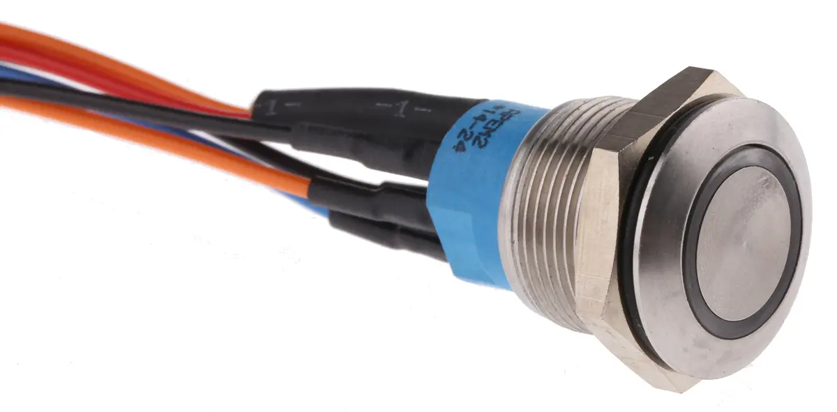 Produktfoto 1 von APEM AV Druckschalter Blau Beleuchtet Tastend Panel Ø 19.2 mm, 1-poliger Umschalter / 1 A 30 V dc, IP40