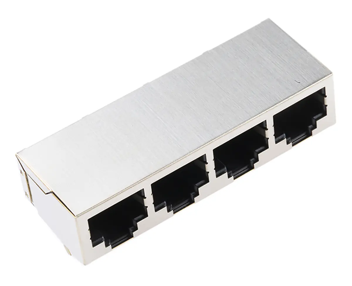 HARTING 0945 Buchse Cat.5 RJ45-Steckverbinder, 4-Port Abgeschirmt Durchsteckmontage gewinkelt