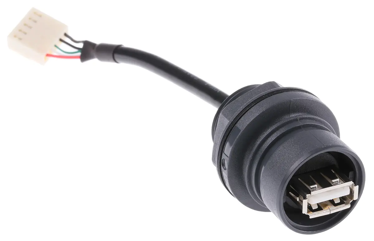 Produktfoto 1 von Bulgin USB-Kabel, 5-polig, Buchse / USBA USB 2.0 Schwarz