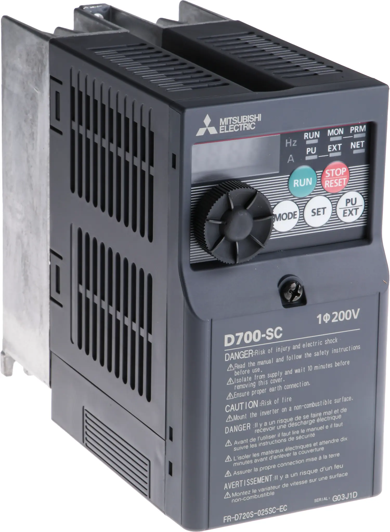 Produktfoto 1 von Mitsubishi Electric FR-D720S 1-Phasen Frequenzumrichter 0.4 kW 240 V 2.5 A 400Hz