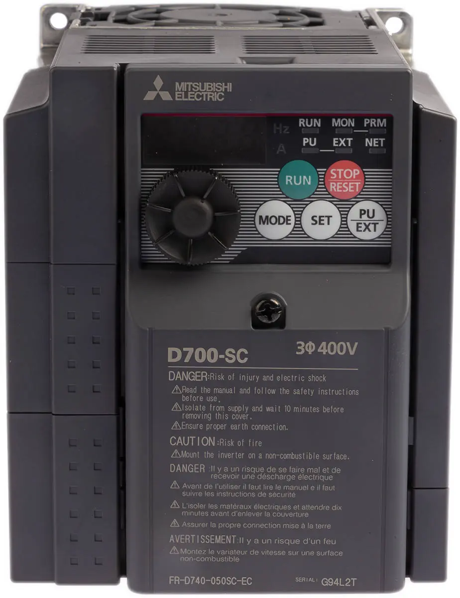 Produktfoto 1 von Mitsubishi Electric FR-D740 3-Phasen Frequenzumrichter 2.2 kW 480 V 5 A 400Hz