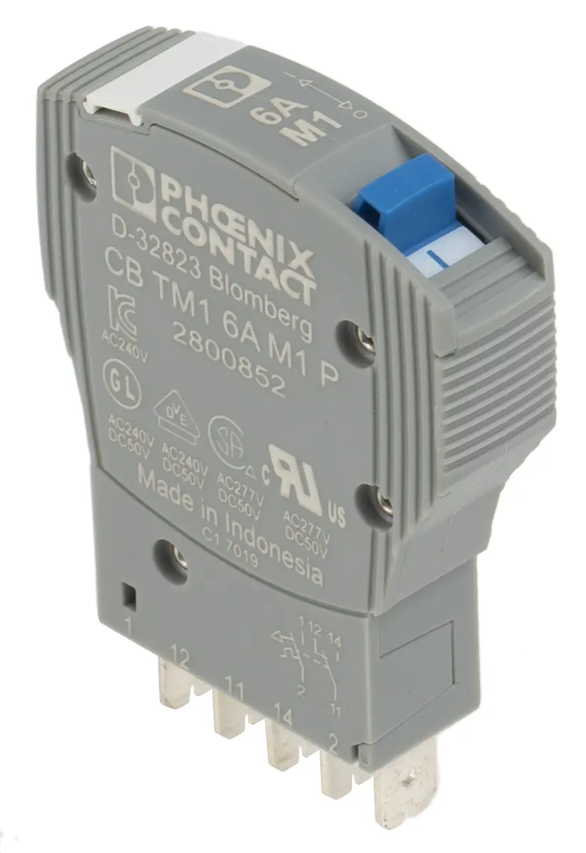 Produktfoto 1 von Phoenix Contact CB TM1 6A M1 P Thermischer Überlastschalter / Thermischer Geräteschutzschalter, 1-polig, TRABTECH, 6A