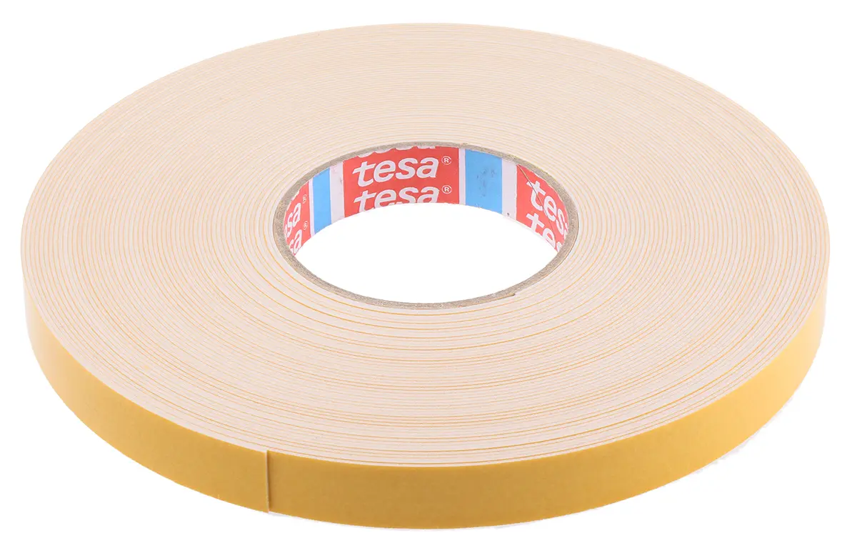 Produktfoto 1 von Tesa 4957 Polyethylenschaum Schaumstoff-Klebeband doppelseitig, Weiß, Stärke 1 mm, 19 mm x 25 m, 4 N/cm