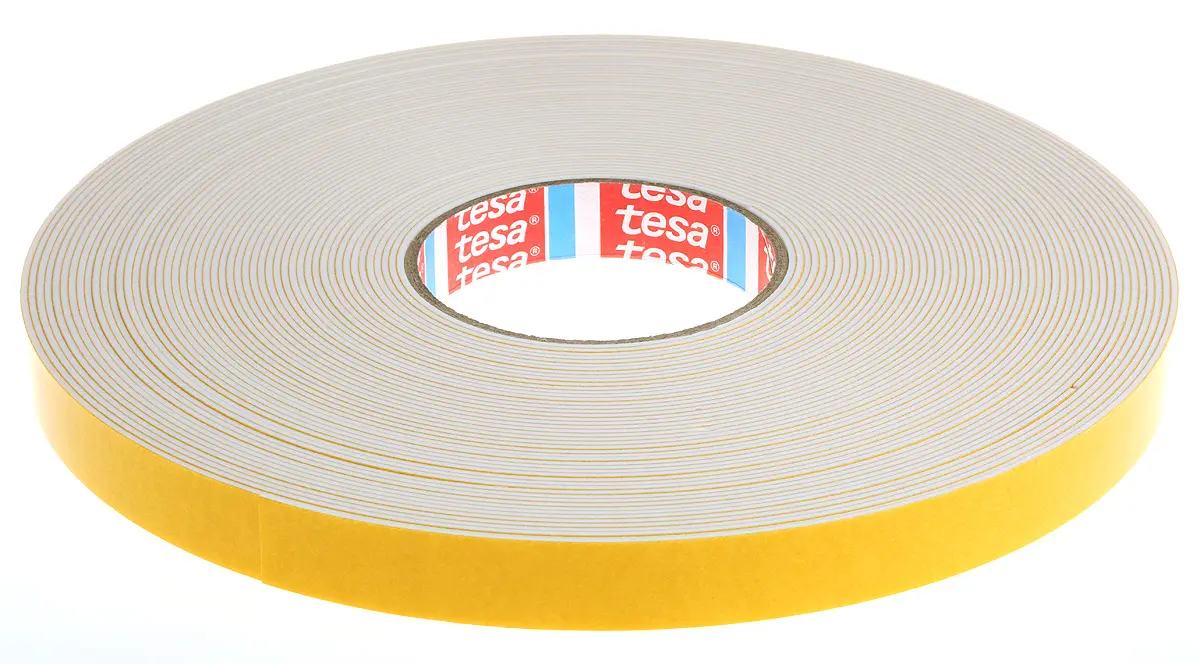 Produktfoto 1 von Tesa 62936 Polyethylenschaum Schaumstoff-Klebeband doppelseitig, Weiß, Stärke 1.6 mm, 19 mm x 25 m, 19 N/cm