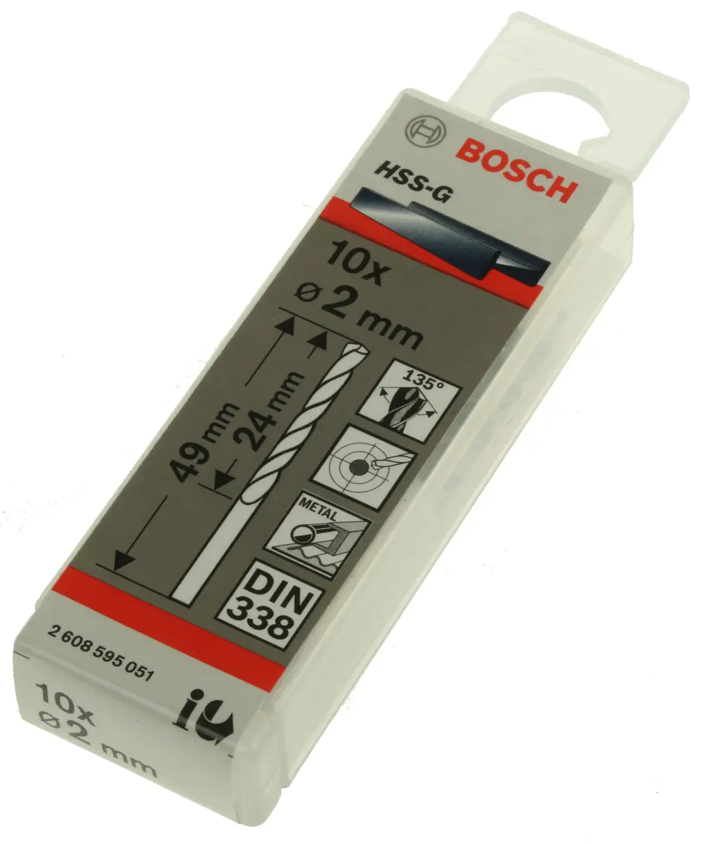 Produktfoto 1 von Bosch HSS-G Spiralbohrer 2mm x 49 mm, 10 Stück