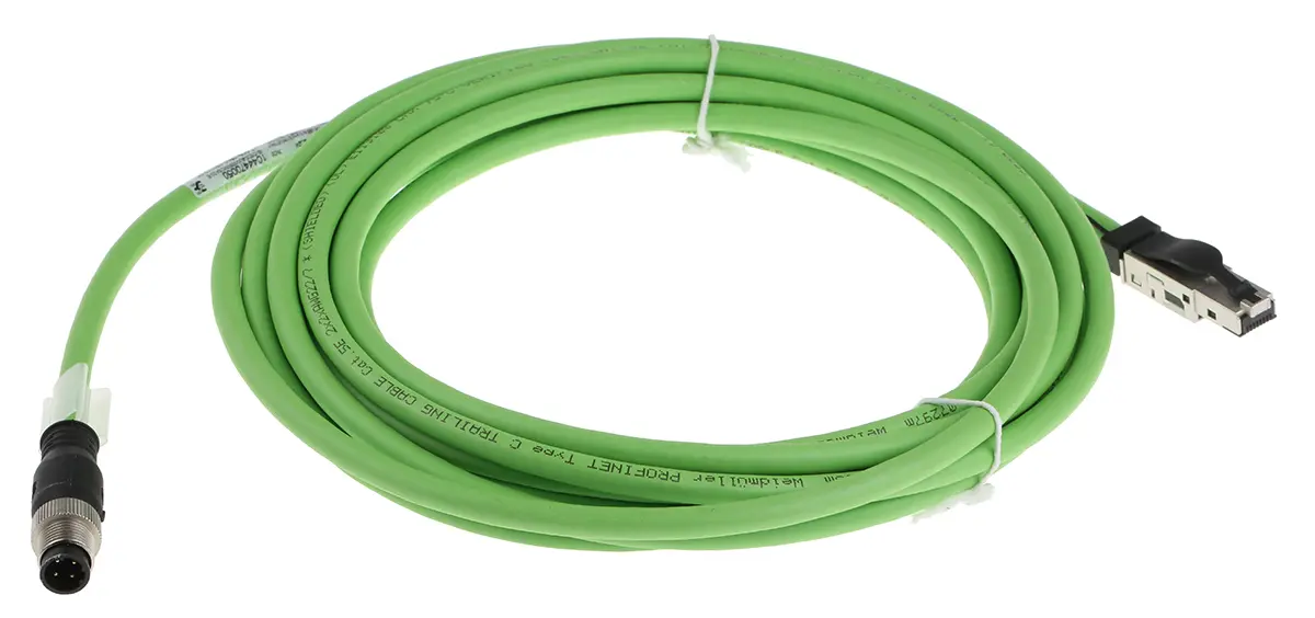 Produktfoto 1 von Weidmüller IE Cat.5 Ethernet-Kabel, 5 m, Grün 4 Abgeschirmt Geschirmt, Aussen ø 6.7 mm Außen-ø , Polyurethan