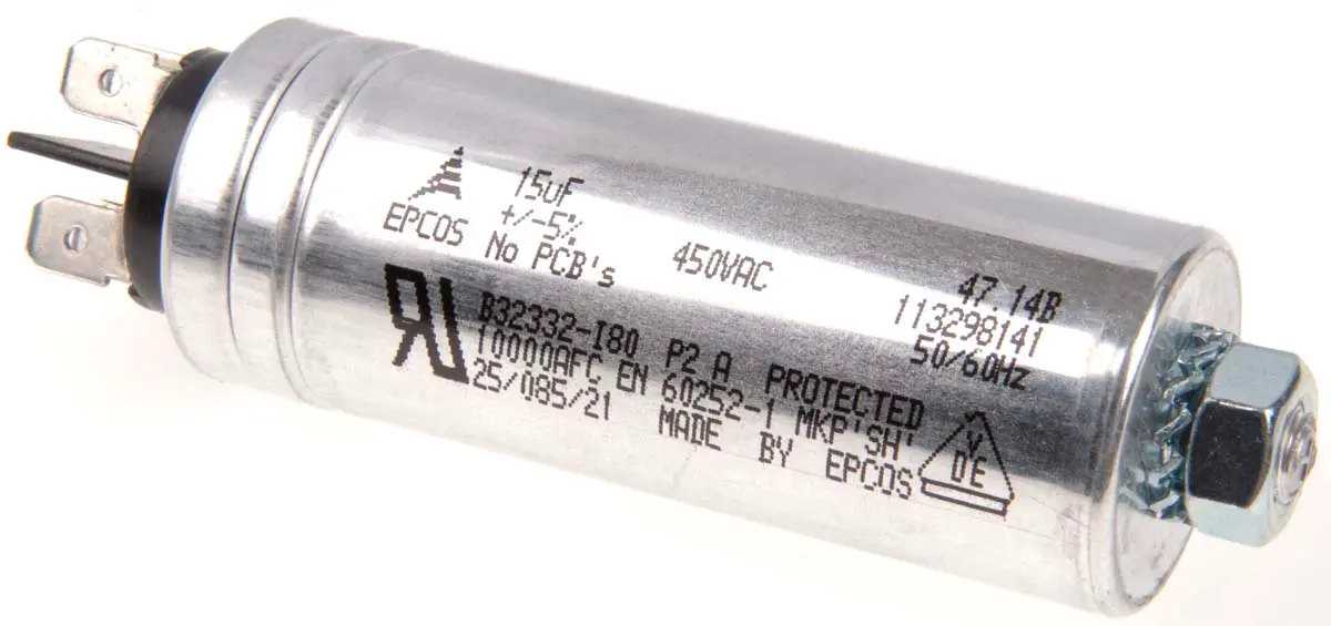 Produktfoto 1 von TDK B32332 15 μF 450V ac 450 V dc S2 Folienkondensator, Mit Gewindebolzen 2