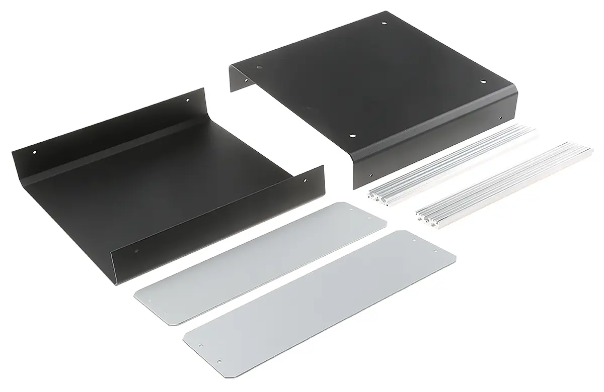 Produktfoto 1 von METCASE, Schalengehäuse, Schwarz, Aluminium, IP40 90 mm, 260 mm, 250 mm, Unicase